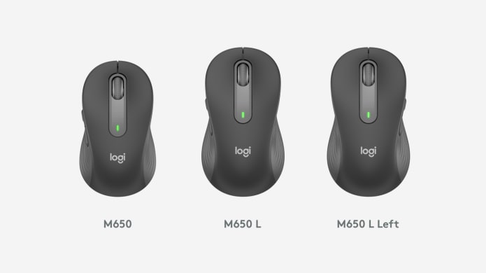 M650 M650 Large and M650 Large left-handed comparison mockup